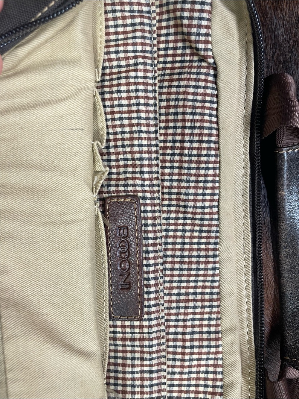 Boconi Brown Leather Briefcase Laptop Bag — EUC